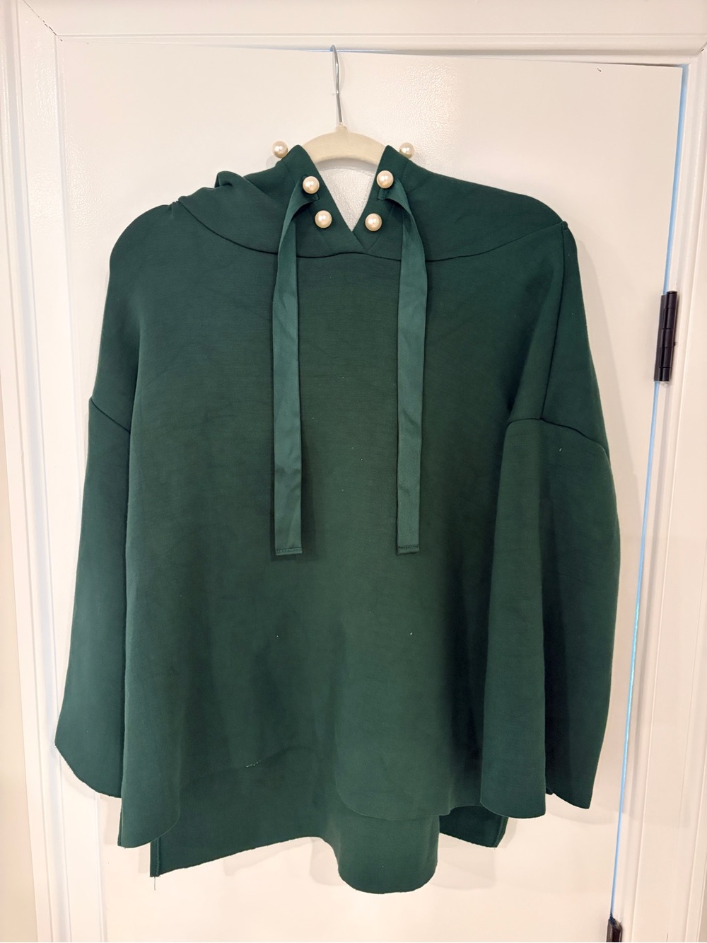 Joh Francine Scuba Pearl Hoodie Top Hunter Green Women’s Size Large